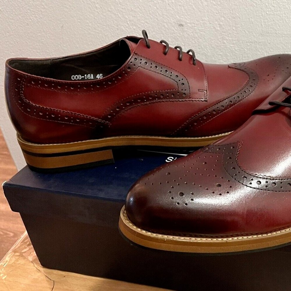NEW!!! FELIX CHU WINGTIP BROGUE BURNISHED REDWOOD LEATHER SHOES US 12 EU 46